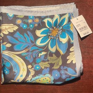 Premium 100% Silk Jo’s A Bank Floral Blue and Gray pocket square
